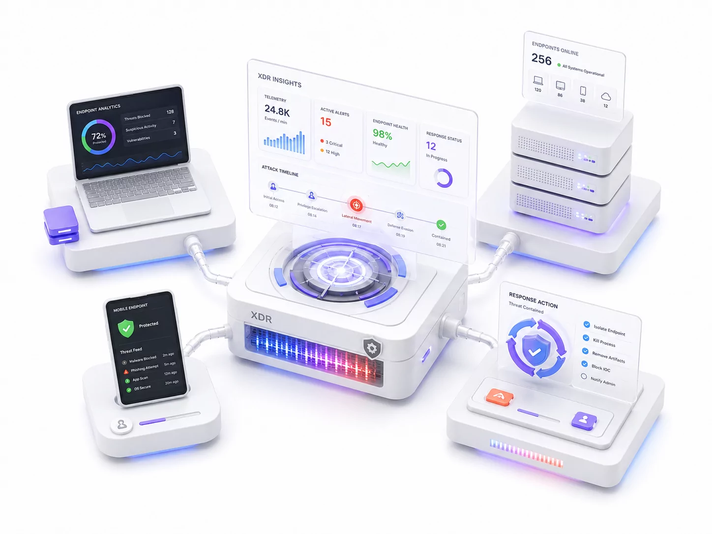 Cybersecurityspecialist beveiligt endpoints binnen bedrijfsnetwerk met geavanceerde endpoint protection-oplossing